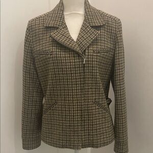 Lauren RL Tweed Wool Jacket. Beautiful Moto Riding Details. Flawed-see photos.